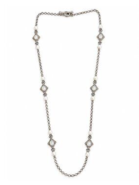 KONSTANTINO 925 Silver Selene Mother of Pearl & Cultured Pearl Necklace 35"